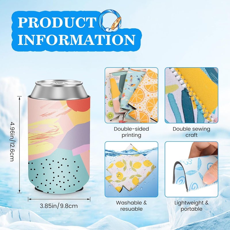 HooAMI 12 Pack Summer Can Cooler Sleeve Insulated Neoprene Can Coolers in Bulk, Beach Pool Bottle Can Drink Holder Party Decorations, Men Women Birthday Bachelorette Party Favor Gifts - Image 2